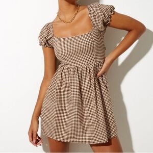 Motel Rocks Brown Gingham Dress